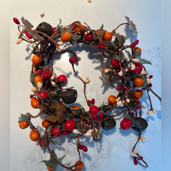 2 gorgeous fall wreaths adorned w/seeds, flowers & metal leaves & bells - Picture 7 of 14